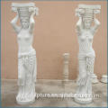 Outdoor White Marble Lady Column